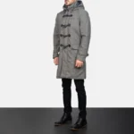 Drake Men's Gray Wool Hooded Duffle Coat - Image 4