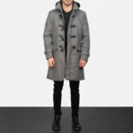 Drake Men's Gray Wool Hooded Duffle Coat - Image 5