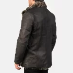 black leather sheepskin coat
