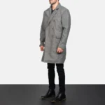 Claud Men's Grey Double-Breasted Wool Trench Coat - Image 4