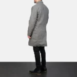Claud Men's Grey Double-Breasted Wool Trench Coat - Image 5