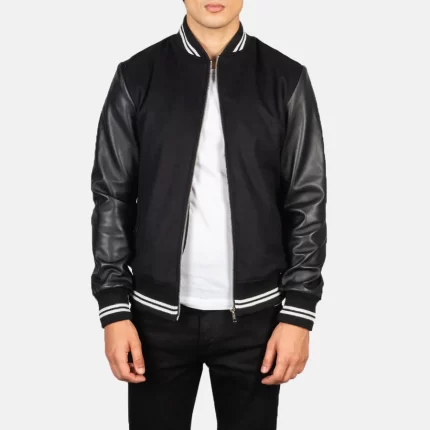black varsity jacket