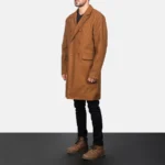 Claud Men's Long Khaki Brown Wool Coat - Image 3
