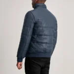 Lucas Men's Blue Sheepskin Leather Jacket - Image 6