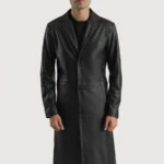 Mateo Men’s Single Breasted Black Leather Coat - Image 6