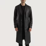 black leather trench coat