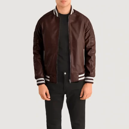 maroon mens leather jacket