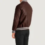 Pascal Men's Maroon Leather Letterman Jacket - Image 6
