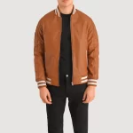 tan varsity jacket