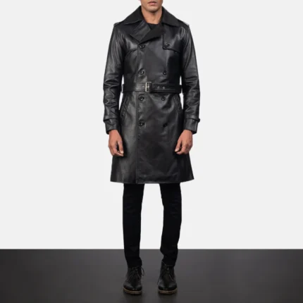 black leather duster coat men