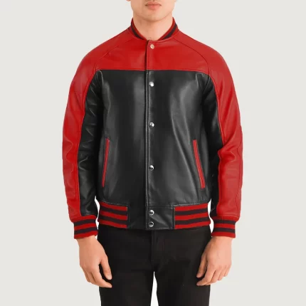 black and red varsity jacket