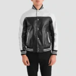 black leather bomber jacket for men