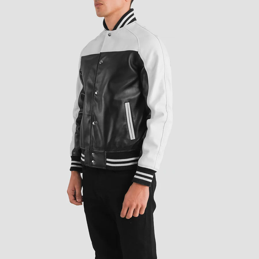 sporty leather jacket for men