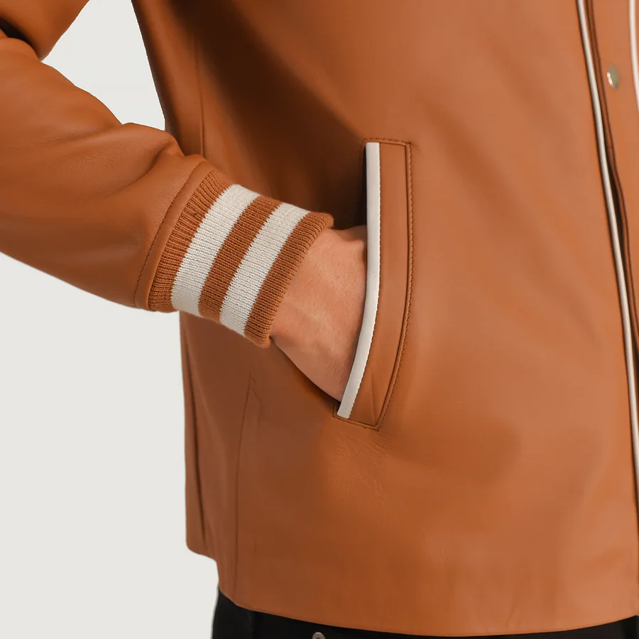 brown letterman jacket