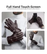 Harold Brown Leather Motorcycle Gloves For Men - Image 4
