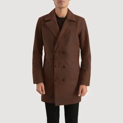 long brown leather coat