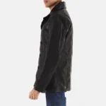 Leo Black Leather Coat for Men - Image 6