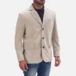 Professor By Day Men's Off-White Suede Blazer - Image 4