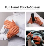 Jasper Tan Leather Gloves With Strap Closure For Men - Image 5