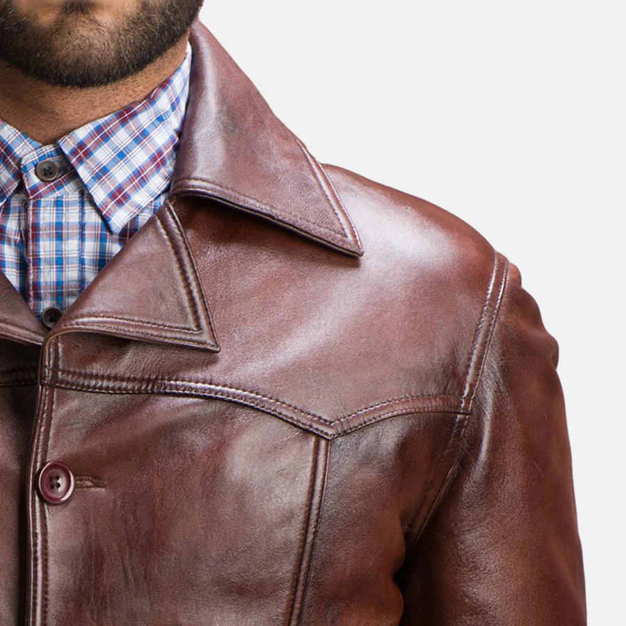 Button Closure Leather Jacket