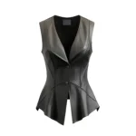 Zester Black Leather Vest for Women
