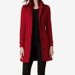 red single breasted wool coat