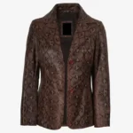 Kathryn Cognac Snake Pattern Leather Blazer for Women