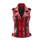 Red Leather Vest for Women