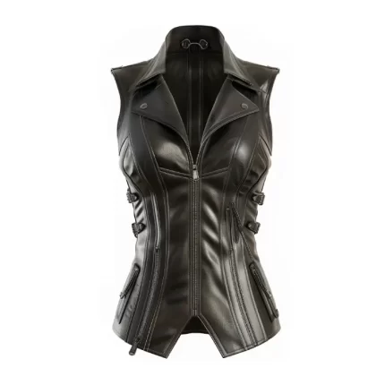 Black Leather Vest for Women