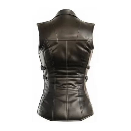 Claire Black Leather Vest