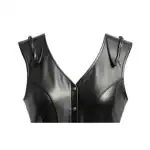 Button-Closure Leather Vest