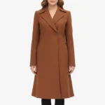 Denise Women's Long Brown Wool Double-Breasted Coat