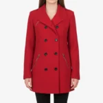red double breasted wool coat​