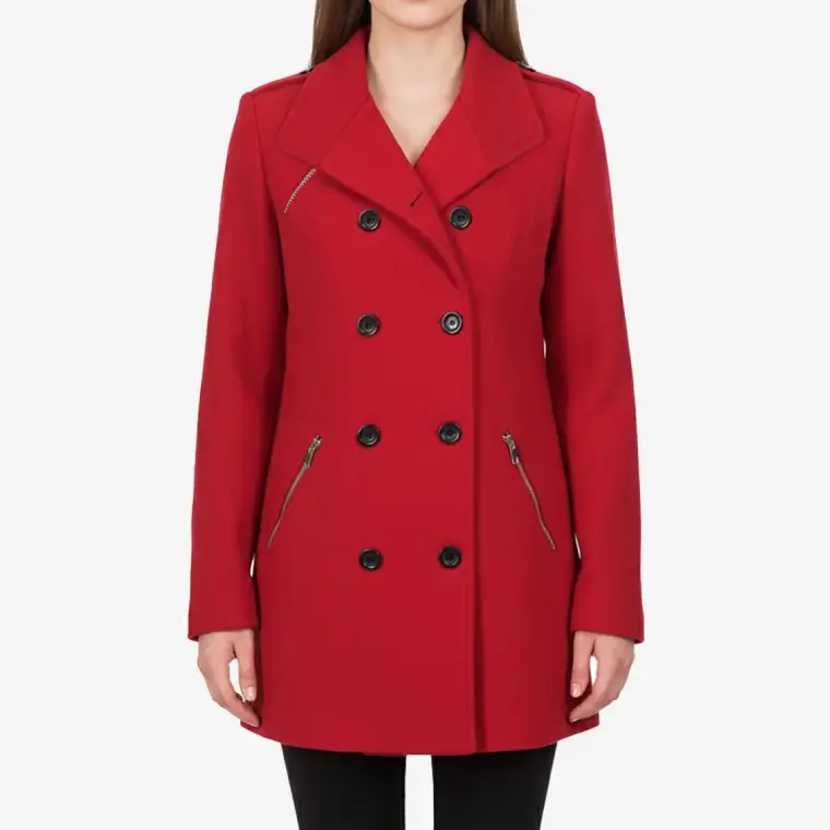 red double breasted wool coat​