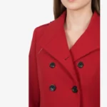 red wool double breasted coat