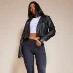 black leather moto jacket