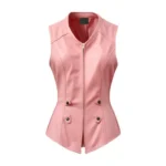 Baby Pink Leather Vest for Women