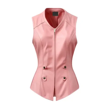 Baby Pink Leather Vest for Women