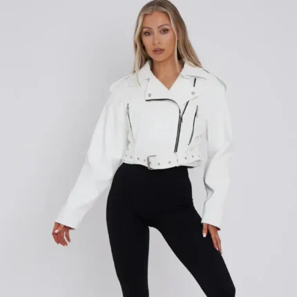women’s white biker jacket