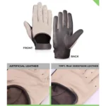 Harrison Two-Tone Beige and Brown Leather Gloves For Men - Image 3
