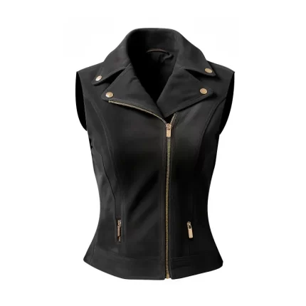 Black Suede Leather Vest