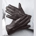 Grande Dark Brown Lined Leather Gloves For Men