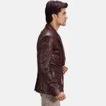 Radaron Men's Quilted Maroon Leather Blazer - Image 4