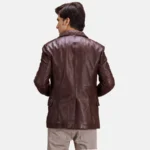 Radaron Men's Quilted Maroon Leather Blazer - Image 6