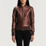 maroon leather bomber jacket