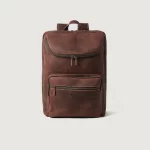 brown leather backpack