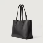 Black leather tote with accessory pouch