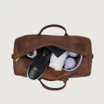 The Darrio Tan Brown Leather Duffle Bag for Men - Image 6