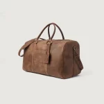 tan brown leather duffle bag