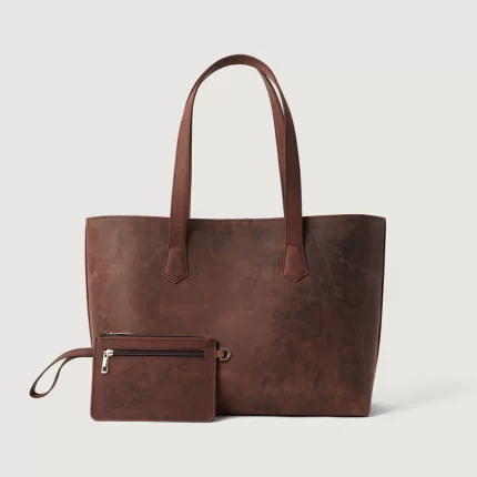 brown leather tote bag